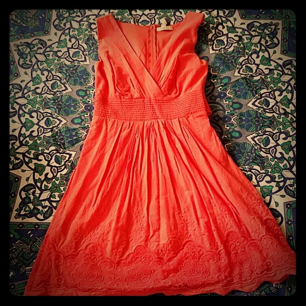 Salmon colored spring dress